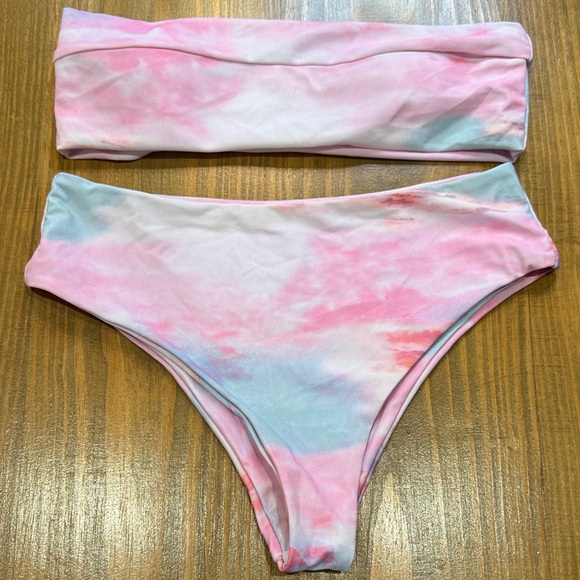 Zaful Pink muted tie dye Set size 4 Small NWOT buttery soft women’s 2 pc bikini - Picture 1 of 7